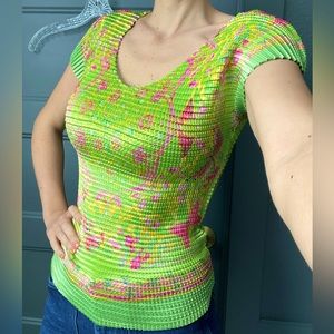 Amber Dawn Green, Yellow and Pink Blouse | 8